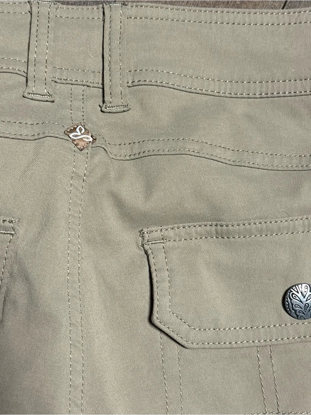 prAna Halle Pants Womens 2 Khaki Stretch Hiking Outdoor Cargo Utility 29 Inseam